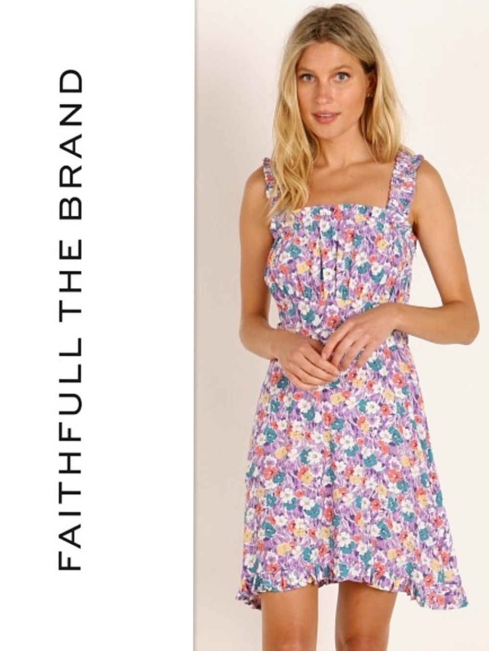 Faithfull the Brand Mid Summer Mini Dress Nefeli Floral Purple Multicolor 4 or S